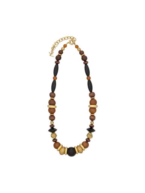 Saint Laurent Women Oversized Glass Wood Resin And Metal Necklace
