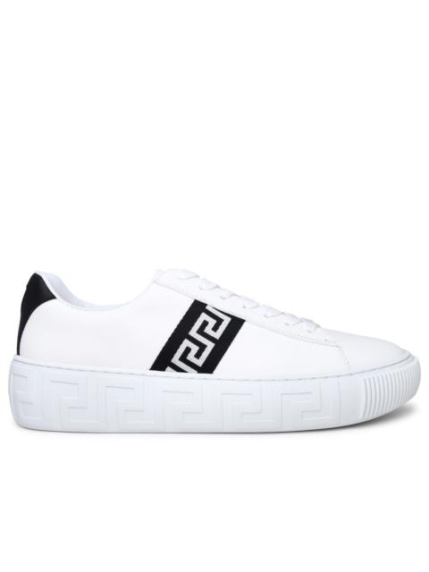 Versace Man White Leather Greca Sneakers