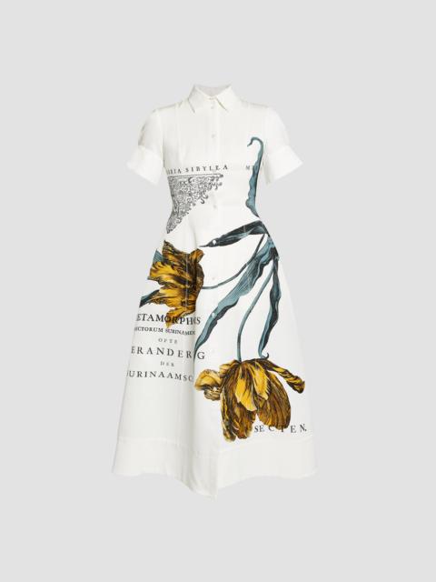 Erdem FLORAL PRINT COTTON FAILLE MIDI DRESS