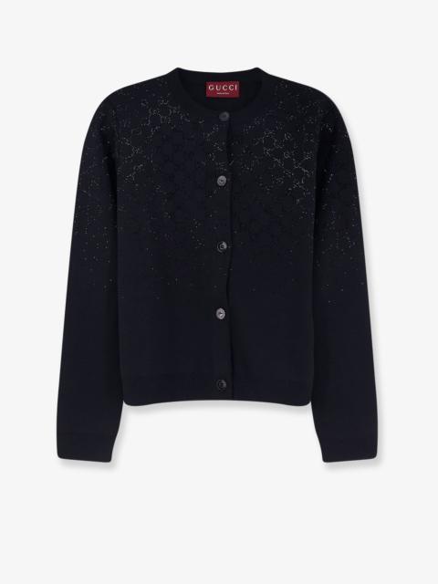 GUCCI Wool And Viscose Cardigan With All-Over Gg Logo