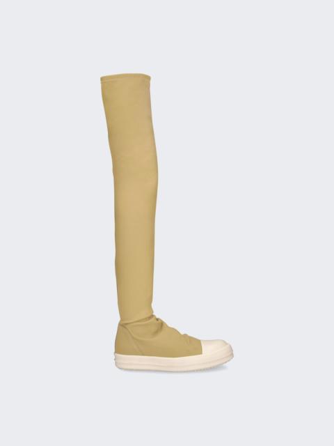 Rick Owens DRKSHDW High Sock Denim Sneaks Parchment And Milk