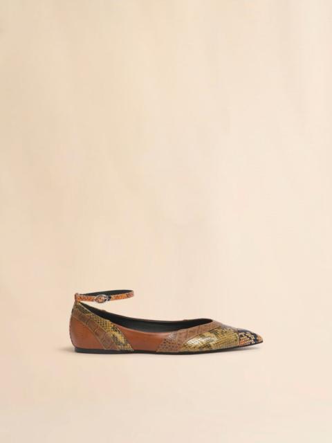 Marni BROWN LEATHER POINTED-TOE BALLERINA