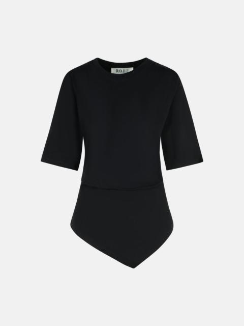 BLACK ORGANIC COTTON WOVEN T-SHIRT