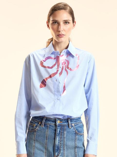 CYNTHIA ROWLEY Metallic Printed Bow Shirt