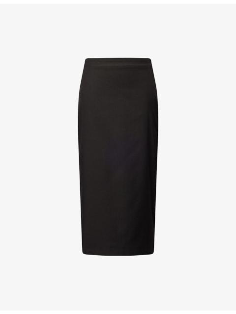 Reformation Fig Preserve Split Stretch-Woven Midi Skirt