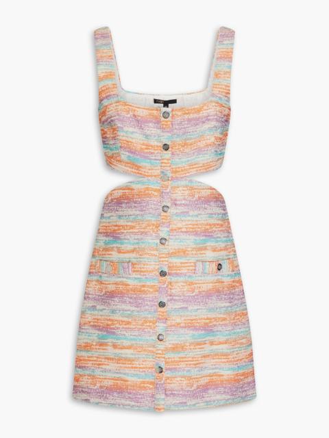 maje Cutout metallic tweed mini dress
