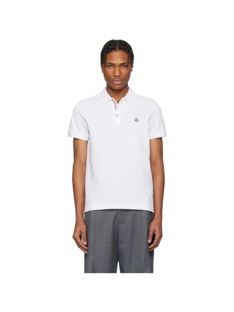 Moncler White Logo Patch Cotton Polo