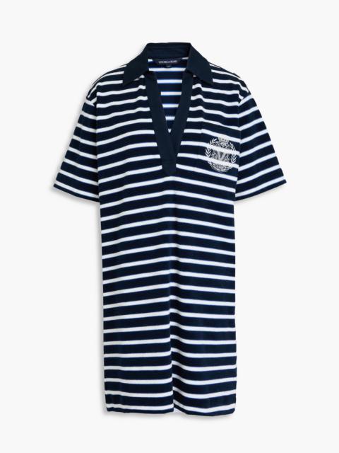 VERONICA BEARD Terrence embroidered striped cotton-blend terry mini dress
