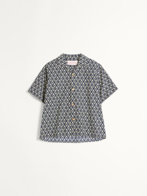 Valentino COTTON POPELINE BOWLING SHIRT WITH TOUTE LA V PRINT