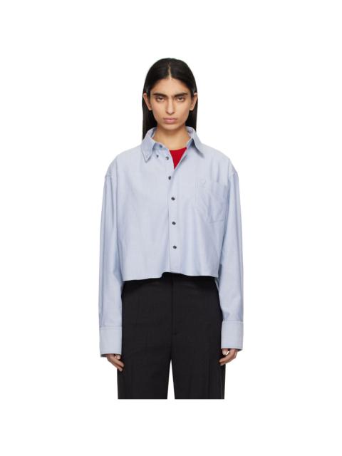 AMI Paris Blue Cotton Button-Down Cropped Oversized Shirt