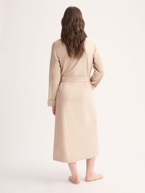 Derek Rose Women's Robe Kelburn Brushed Cotton Blush Houndstooth