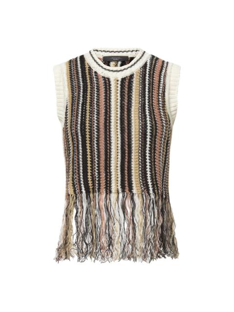 fringe-hem knitted top