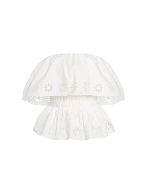 POSSE Exclusive Riviera Cecilia Ruffled Strapless Cotton Top white