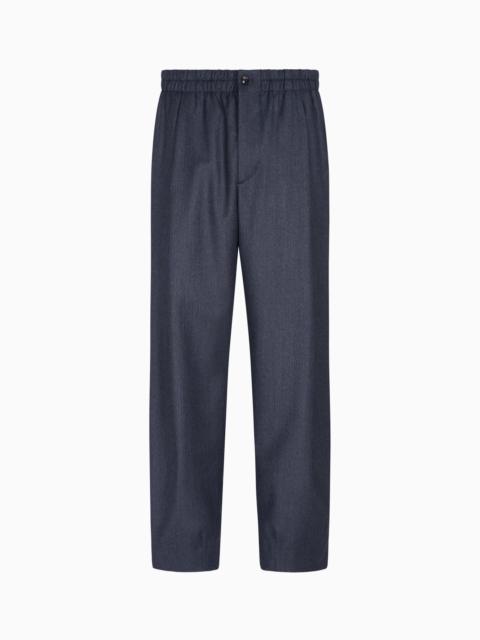 GIORGIO ARMANI SINGLE-PLEAT TROUSERS IN MICRO HERRINGBONE VIRGIN WOOL
