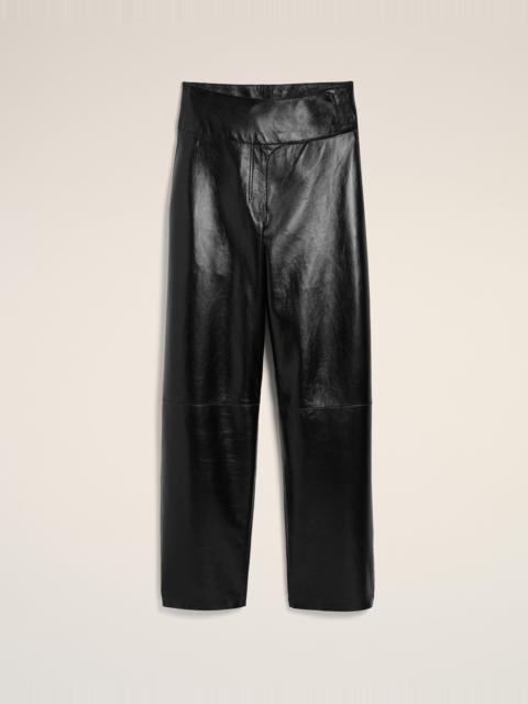 AMI Paris BLACK LAMB LEATHER WRAPPED BELTED TROUSERS