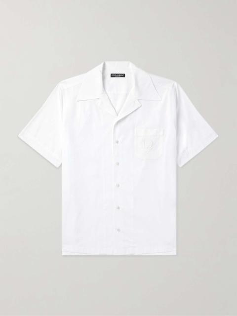 Camp-Collar Logo-Embroidered Cotton-Poplin Shirt