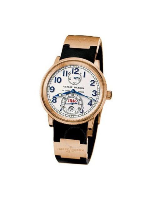 Ulysse Nardin Ulysse Nardin White Dial 18kt Rose Gold Black Rubber Automatic Men's Watch 266-77-3