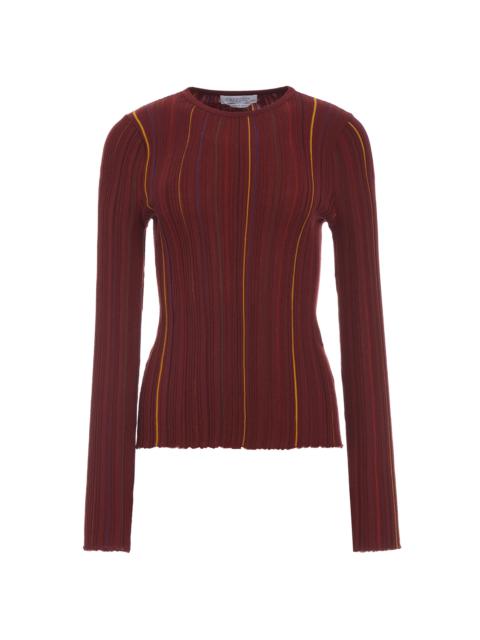 GABRIELA HEARST Augie Pinstripe Knit Sweater in Burnt Sienna Merino Wool
