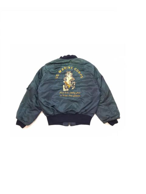 Other Designers Japanese Brand - VINTAGE HOUSTON BOMBER JACKET METALLIC GREEN US MARINE
