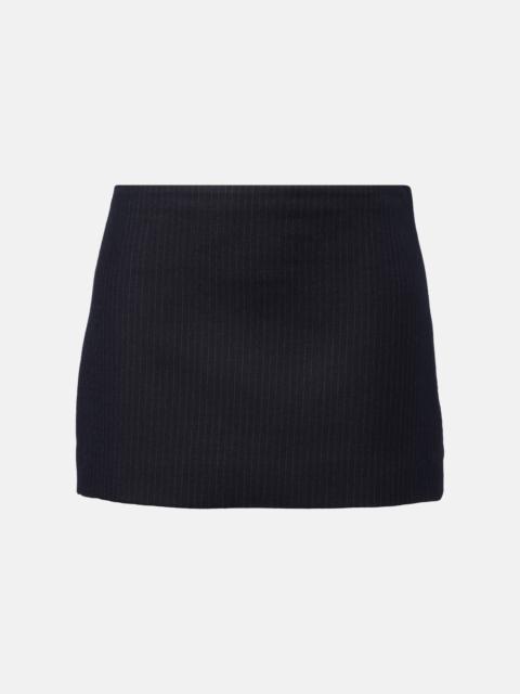 KHAITE Jett pinstripe wool-blend miniskirt