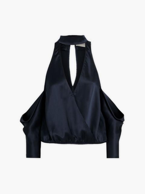 Other Designers Cold-shoulder cutout silk-satin top