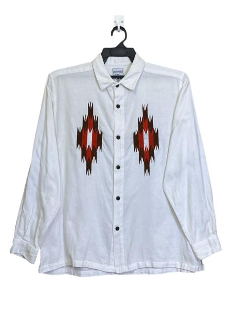 Other Designers VINTAGE BUMMERS NAVAJO MOTIVE EMBROIDERY BUTTON UPS SHIRT