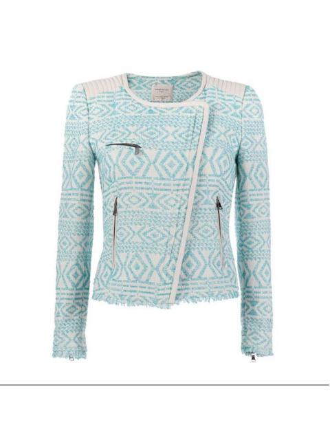 Other Designers Zara Turquoise Printed Textured Moto Jacket - RARE Blogger Fav