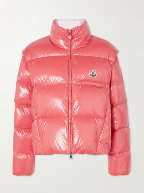 Moncler Almo Convertible Appliquéd Quilted Glossed-shell Down Jacket