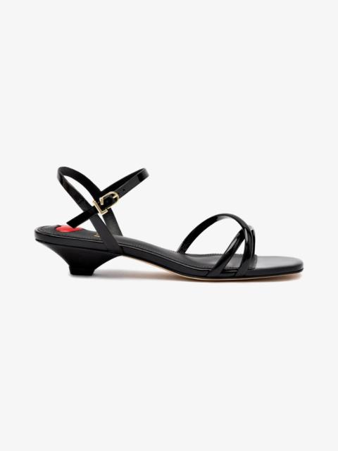 Larroudé Charlotte Sandal In Black Patent Leather