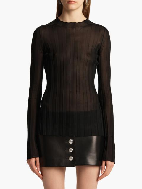 KHAITE Khaite Cosette Sheer Rib Top in Black at Nordstrom