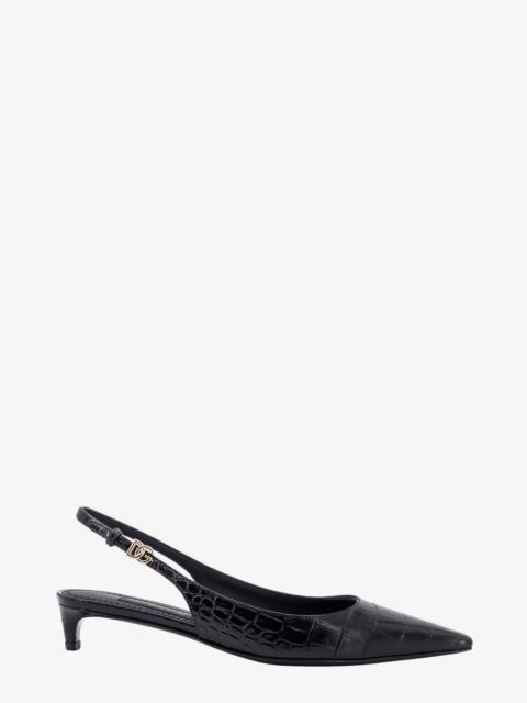 Dolce & Gabbana Croco Print Leather Slingback