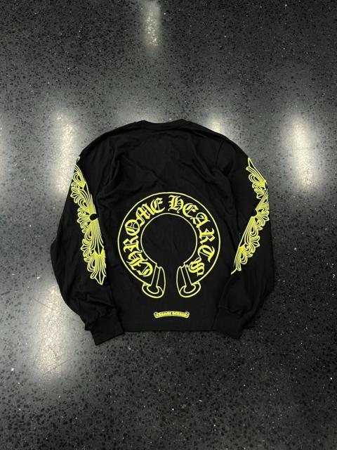 Chrome Hearts Chrome Hearts Black Long Sleeve Shirt With Neon Green Horseshoe Print