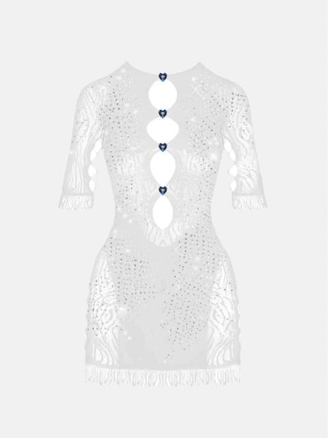 POSTER GIRL RHINESTONED MIRANDA DRESS OPTIC WHITE