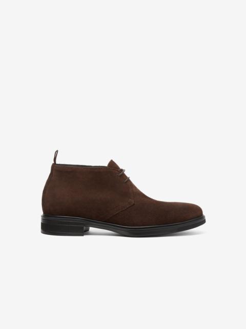 CORNELIANI Brown suede desert boots