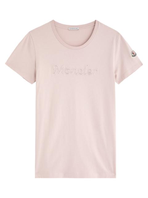 Moncler Moncler Logo-embroidered Beaded Cotton T-shirt