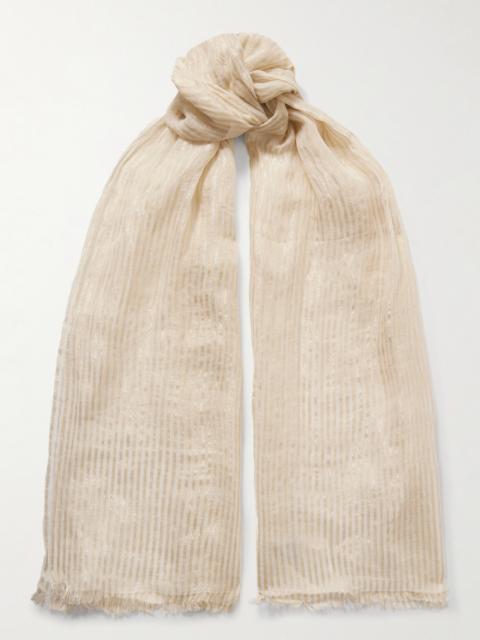 Brunello Cucinelli Metallic Linen-blend Jacquard Scarf
