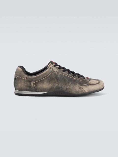 GUCCI Gucci Shift Web Stripe leather sneakers