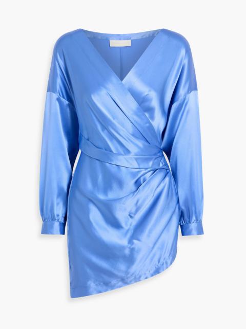 Other Designers Wrap-effect silk-satin mini dress