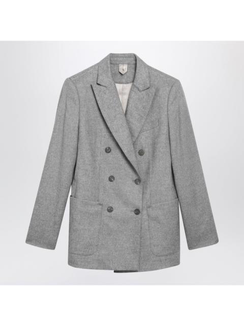 Max Mara Max Mara Double-Breasted Blazer In Grey Silk And Cashmere Women