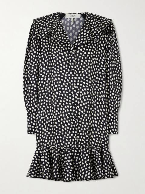 Chloé Ruffled Polka-dot Silk-jacquard Mini Dress