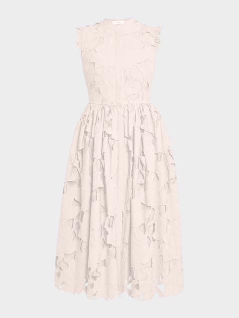 Erdem Floral Cutwork Sleeveless Midi Dress