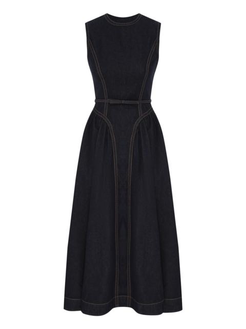 Zimmermann DENIM PANELLED MIDI DRESS