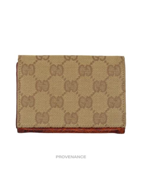 GUCCI Gucci Pocket Organizer Wallet - Brown GG Canvas Crocodile