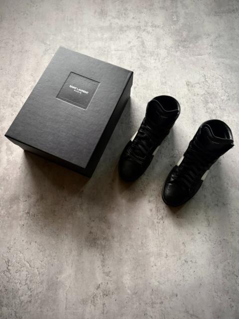 SAINT LAURENT Saint Laurent Paris 13AW SL/02H Black White Patch Leather High Top Sneakers by Hedi Slimane
