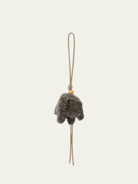 Loewe Elephant Bag Charm in Raffia and Leather