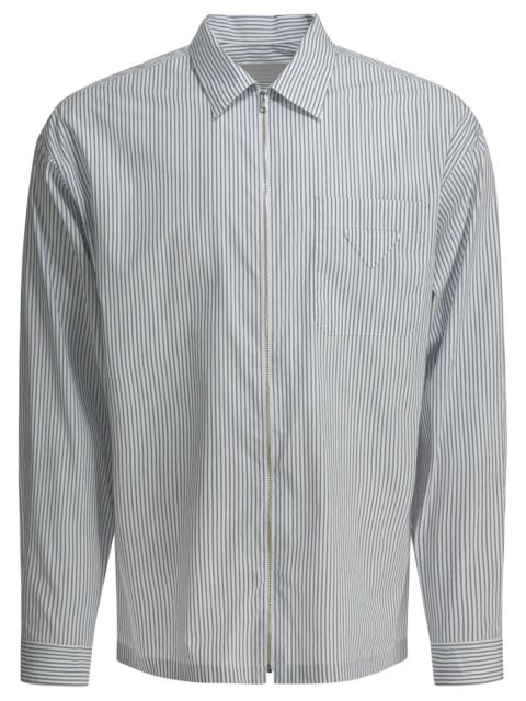Prada Prada Zippered Cotton Shirt Blue Men