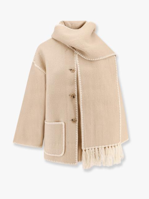 Totême Wool blend coat with scarf and embroidery