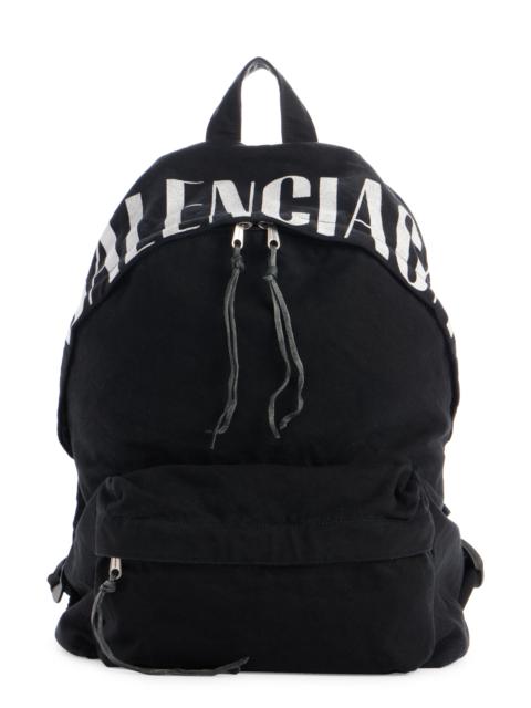 BALENCIAGA Balenciaga Editor Washed Cotton Canvas & Leather Backpack in Black/White at Nordstrom