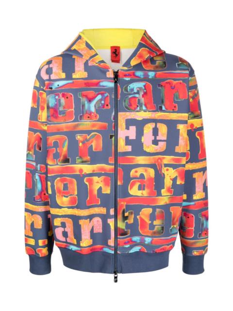 Ferrari LOGO-PAINTERLY ZIP-UP HOODIE