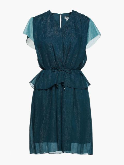 KENZO Two-tone metallic crepon peplum mini dress